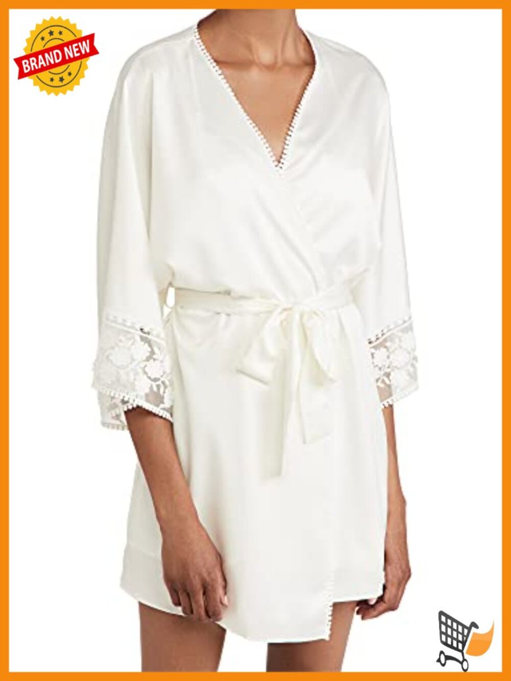 Flora Nikrooz Charmeuse Wrap Lace Robe